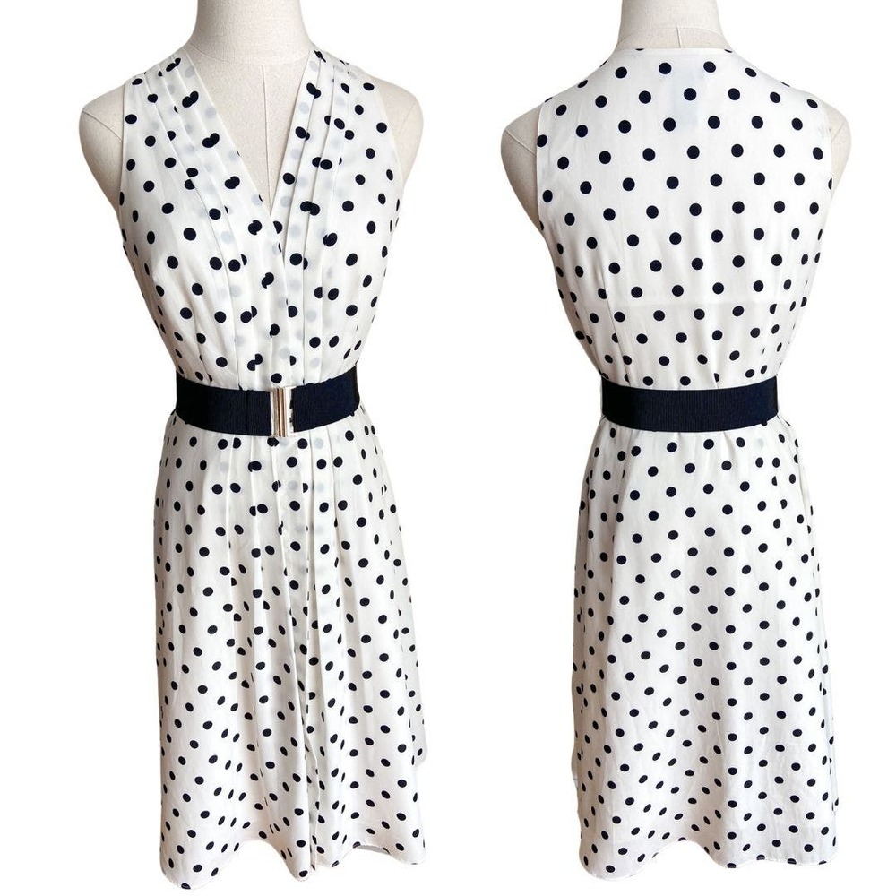 Ann Taylor White Belted Shirt Dress sz 2 Belted Sleeveless Pleated Chic